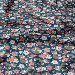 Tissu coton au métre imprimé Fleurs roes sur grenat 509 KT