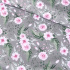 Tissu en coton au mètre, 125 g/m², largeur 160 cm, imprimé à jardin gris