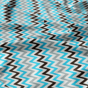 Tissu coton au métre couleur blanche zigzag multi bleu