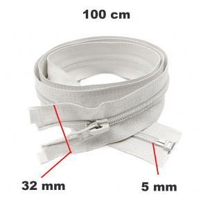 Fermeture à glissière en spirale Blanche  5 mm longueur 100 cm