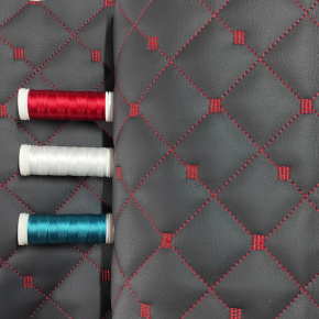 Simili cuir matelassé MIX, 540 g/m², largeur 145 cm, graphite avec fil rouge