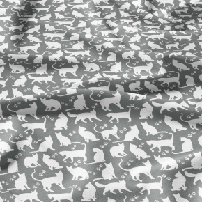 Tissu coton au métre imprimé Chats blanche couleur gris Tissu coton au métre imprimé Chats blanche couleur gris