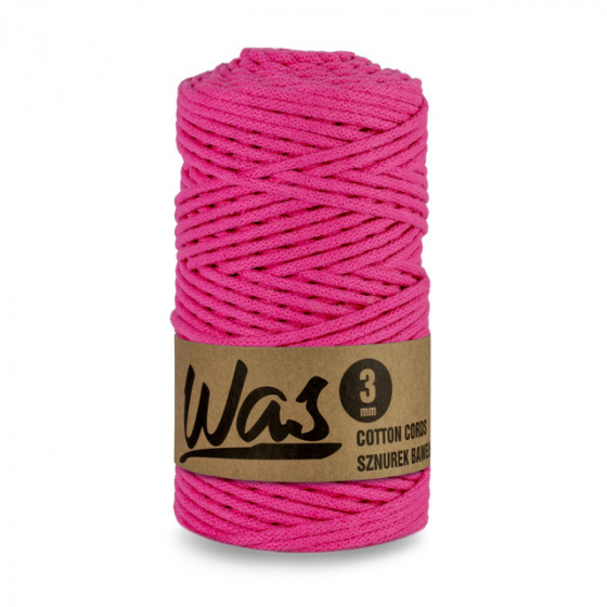 Bavlněná šňůra 3mm, 100m, FUCHSIE