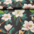 Tissu en coton au mètre, 125 g/m², largeur 160 cm, imprimé à fleurs sur fond noir
