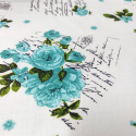 Tissu en coton au mètre, 125 g/m², largeur 160 cm, imprimé à fleurs turquoise