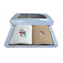 Serviette de toilette à broder en coton, éponge (2 pièces) Beige et Ecru