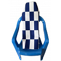 Tissu d'extérieur pour transats et hamacs de jardin, Blanc Bleu Damier 5x10 cm