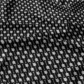 Tissu coton au métre couleur noir plumes blanche 462