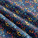 Tissu coton au métre imprimé Papillons couleur grenat