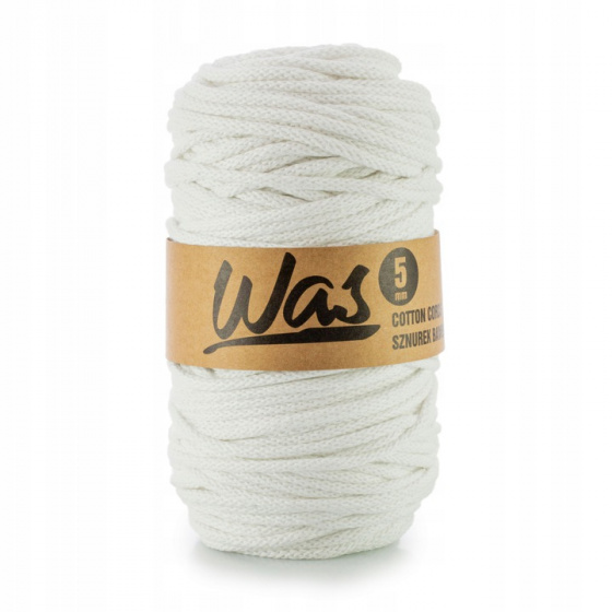 Cordons tressé coton 5 mm, 100 m, couleur blanche 010