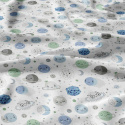 Tissu de coton motif Monde des Planètes bleu sur blanc