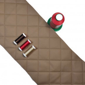 Simili cuir matelassé 5X5 cm, 540 g/m², largeur 145 cm, cappuccino