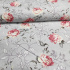 Tissu en coton au mètre, 125 g/m², largeur 160 cm, imprimé à fleurs sur fond gris