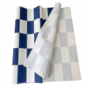 Látka do exteriéru na zahradné lehátka a húpacie siete, farba bielo modra šachovnica 5x10 cm