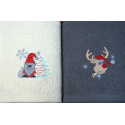 Serviette de toilette à broder en coton, éponge (2 pièces) Graphitte et Ecru