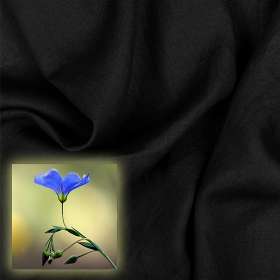 Tissus en lin Oskar, 265 g/m², largeur 150 cm, noir 