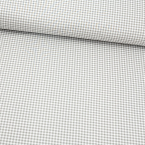 Tissu coton au métre couleur blanche carreaux gris. 4mm