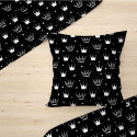 Tissu coton au mètre, 125 g/m², largeur 160 cm, imprimé Couronnes noir
