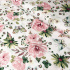 Tissu en coton au mètre, 125 g/m², largeur 160 cm, imprimé à fleurs rose sur fond blanc