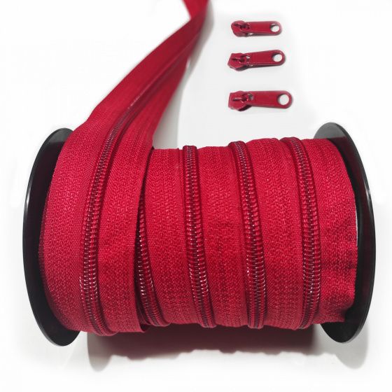 Zip spirálový červený 5 mm metráž 