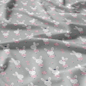 Tissu coton au métre imprimé Lapin couleur gris Tissu coton au métre imprimé Lapin couleur gris