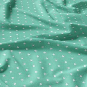 Tissu coton au mètre, 125 g/m², largeur 160 cm, imprimé Etoiles menthol    