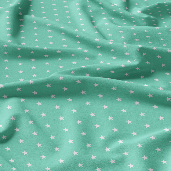 Tissu coton au mètre, 125 g/m², largeur 160 cm, imprimé Etoiles menthol    