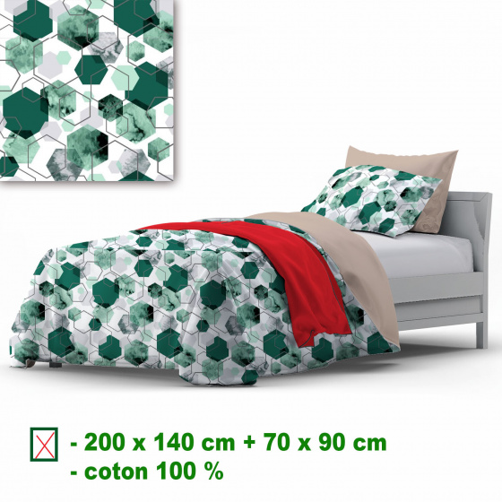 Linge de lit en coton avec fermeture, couleur Turquoise, 140x200 cm