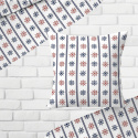 Tissu coton au métre imprimé Volants bleu et rouge sur blanche
