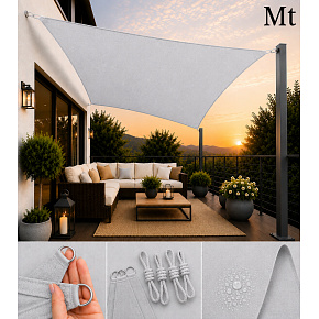 Voile d’ombrage rectangulaire 3x4 m, Oxford 165 g/m², protection contre le soleil avec protection UV, gris