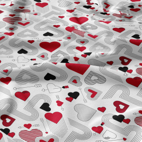 Tissu coton au métre couleur Blanche, coeurs Multicolore