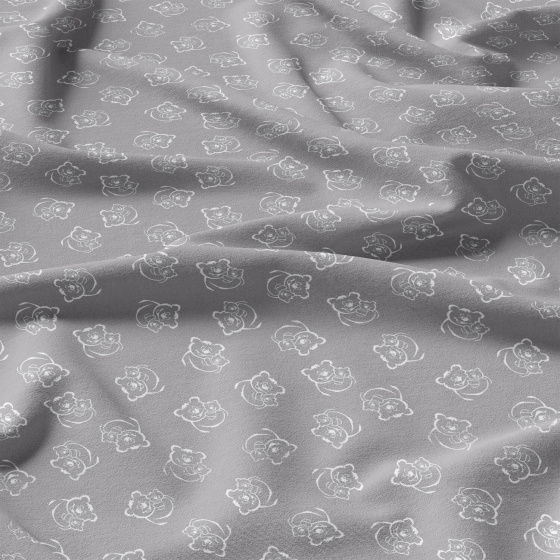 Tissu coton au métre imprimé Ourses couleur gris