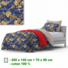 Linge de lit en coton avec fermeture, couleur Bleu Marine, 140x200 cm  