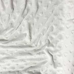 Tissu minky coeurs, 330 gr/m2, largeur 160 cm, blanche Tissu minky coeurs, 330 gr/m2, largeur 160 cm, blanche