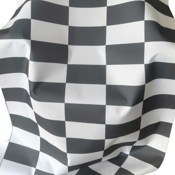 Tissu d'extérieur, déperlant pour transats et hamacs de jardin, Blanc-Graphite Damier 5x10 cm