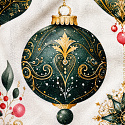 Tissus en coton de Noël au mètre, 160 cm motif Boules de Noël blanc