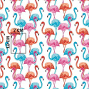 Tissu coton au métre imprimé Flamants roses couleur blanche