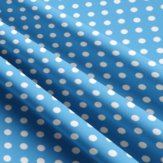 Tissu coton au métre couleur turquoise pois blanche 10 mm
