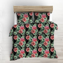 Tissu en coton au mètre, 125 g/m², largeur 160 cm, imprimé à chrysanthème noir