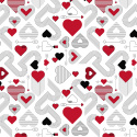Tissu coton au métre couleur Blanche, coeurs Multicolore