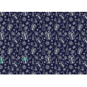 Tissus en coton de Noël au mètre, 160 cm motif Noël Bleu Marine