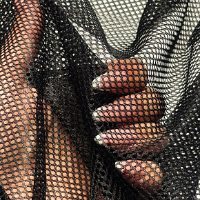 Tissu filet mesh noir au mètre, maille fine 2 × 2 mm, 60 g/m², largeur 150 cm