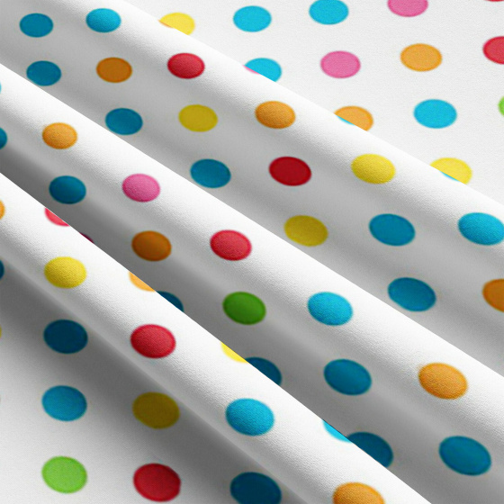 Tissu coton au métre couleur blanche pois multi 40 mm