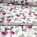 Tkanina bawełniana wzór różowy Flamingo na białym tle
