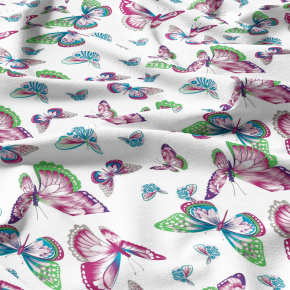 Tissu coton au métre imprimé Papillons Nez couleur blanche