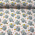 Tissu coton au métre imprimé Hiboux couleur blanche 