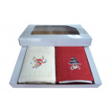 Serviette de toilette à broder en coton, éponge (2 pièces) Rouge et Ecru