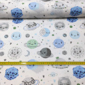 Tkanina bawełniana wzór Świat Planet niebiesky