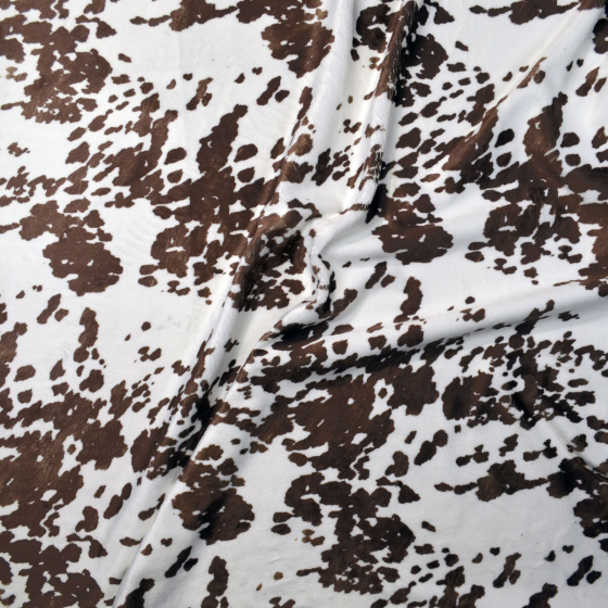 Tissu Minky, micro peluche, 380 gr/m2, largeur 155 cm,, motif Vache, coleur Marron fonce
