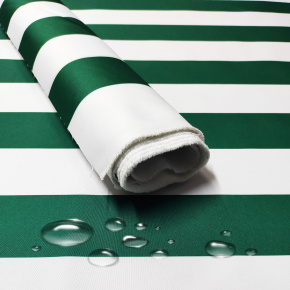 Tissu imperméable PREMIUM à rayures vertes et blanches, polyester PU, 190 g/m², largeur 160 cm